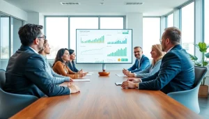 Menentukan strategi investasi deposit 1k dengan penasihat finansial di kantor modern.