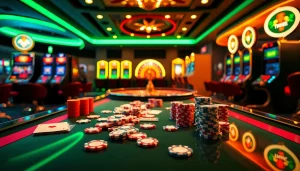 Anal fissure treatment integrated into a high-stakes casino environment with poker chips and cards.