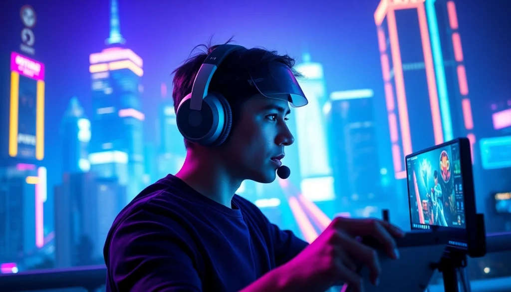 Immersive gamer showcasing game reviews 2026 in a vibrant futuristic setting.