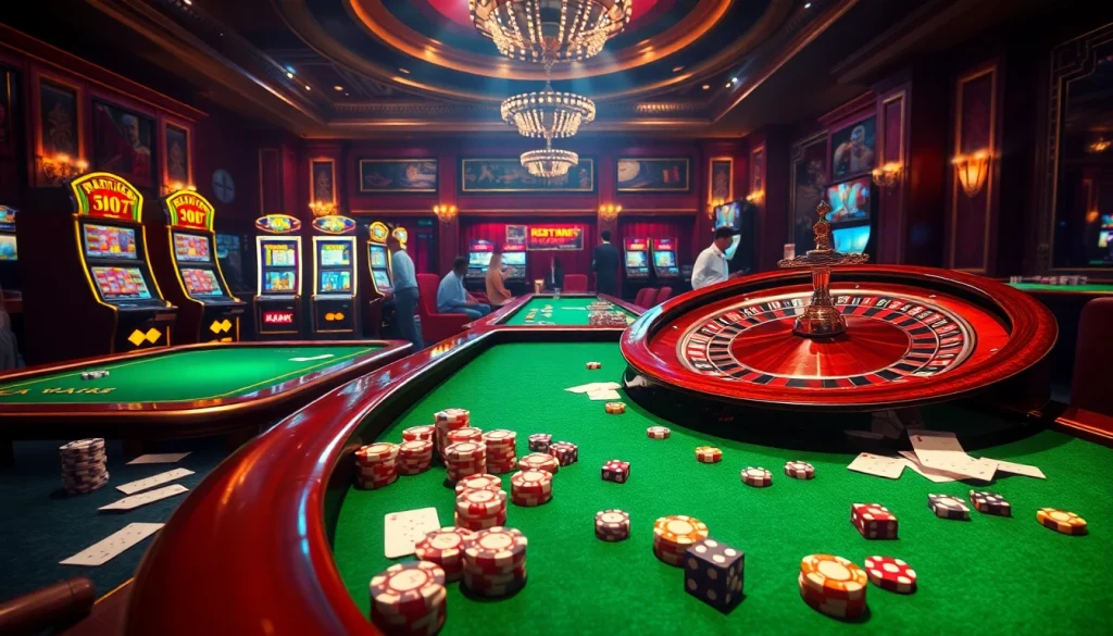 Players enjoying games on the hidden wiki-themed casino floor with dice and chips.