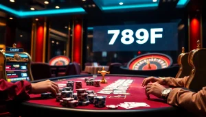 Experience thrilling gameplay at 789F with luxurious casino tables and exciting slot machines.