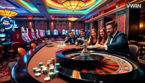 Experience thrilling gameplay at VWIN with vibrant casino tables and engaging players.