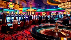 Experience thrilling gambling action at https://www.superslot365.net/ with vibrant slot machines and poker tables.