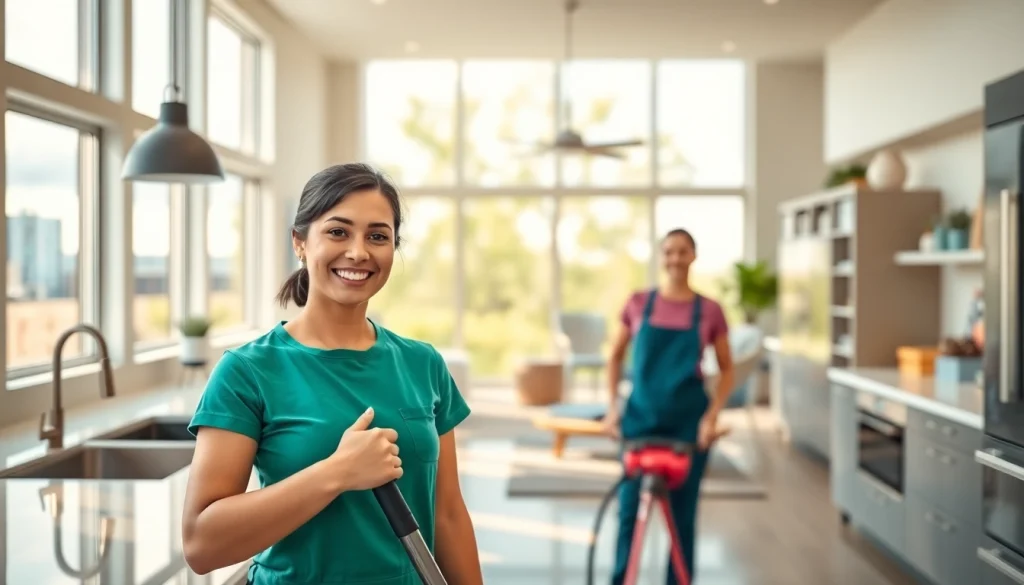 Team providing cleaning services calgary in a bright, modern home environment.