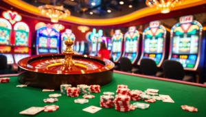 Experience the excitement of LV88 with vibrant casino activity at a roulette table.