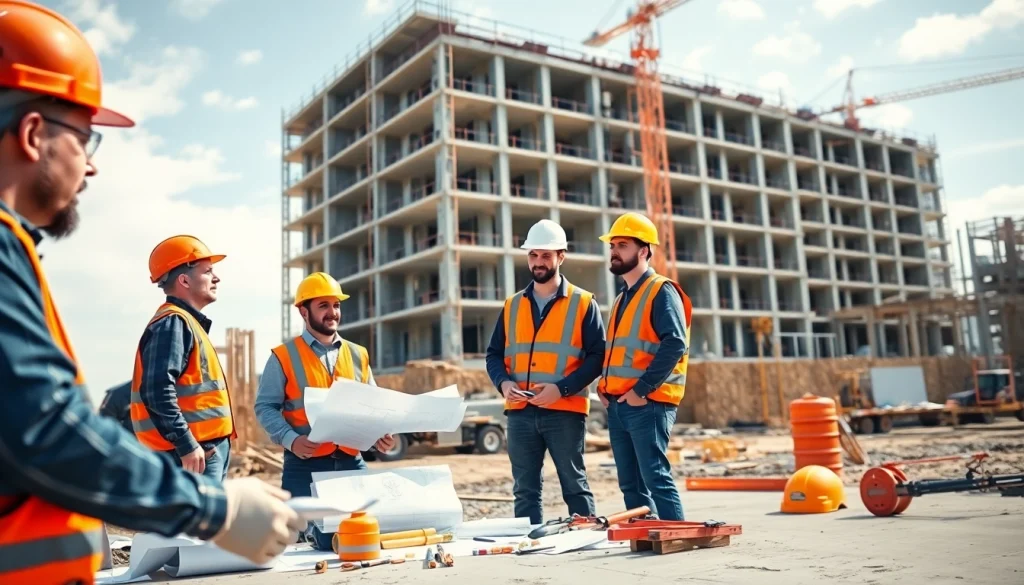 New Jersey Commercial General Contractor team collaborating on a construction site.