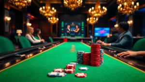 บาคาร่า เกมการ์ดที่ปูด้วยผ้าสีเขียวในคาสิโนที่หรูหรา