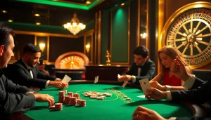 Engaging players experience the excitement of Man88 in a luxurious casino poker setting.