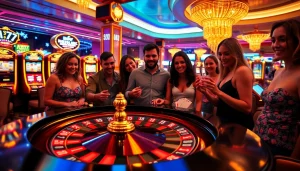 Exciting gaming scene at b52club .boats with poker chips and vibrant casino elements.