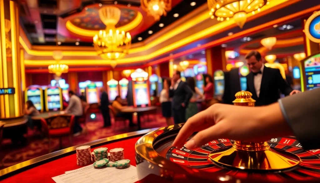 Nohu facilitates high-stakes gaming excitement with poker chips on a vibrant casino table.