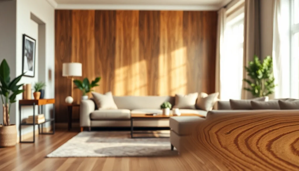 Enhancing modern decor with panel wall wood showcasing elegant texture and warm lighting.
