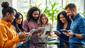 Dynamic workspace of an AI automation agency in UK showcasing teamwork and innovation.