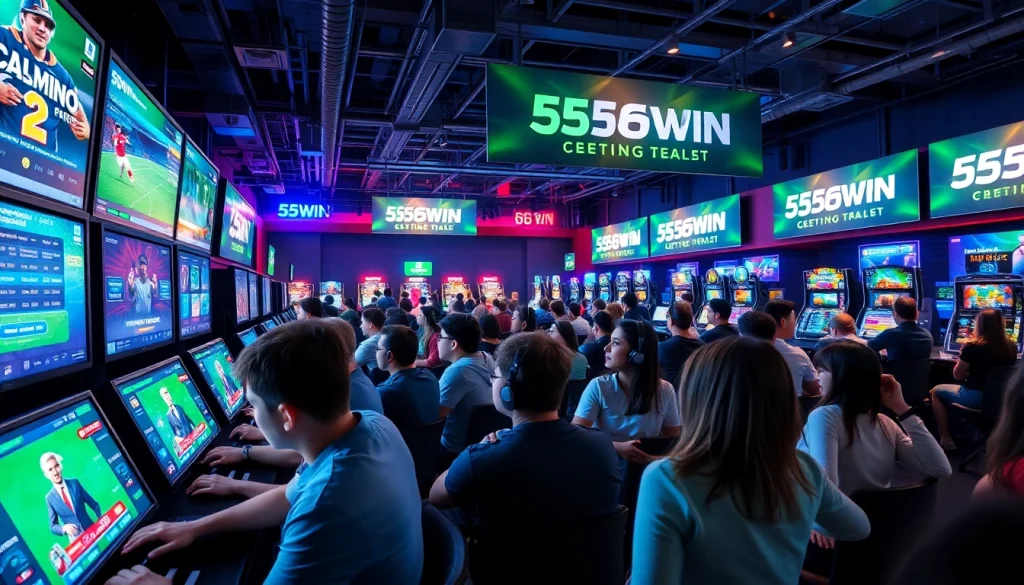Exciting online gaming scene at 56WIN showcasing diverse players engaged in betting.