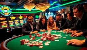 Experience high-stakes excitement at https://www.bdtk3.vip/ with vibrant poker chips and roulette wheels.