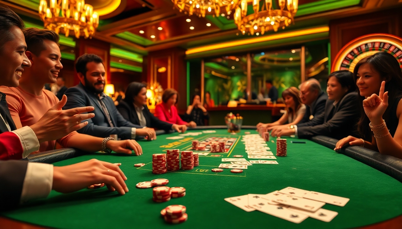 Exciting casino experience with BDTK66 poker chips and vibrant gaming table.