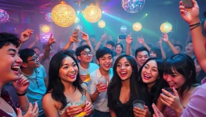 充满活力的夜生活场景，年轻人享受氛围，与吃瓜百科相关联。