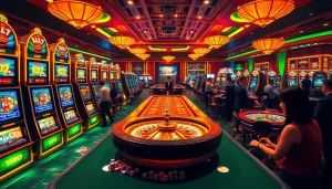 Experience the excitement of idnslot with vibrant slot machines and lively casino tables.