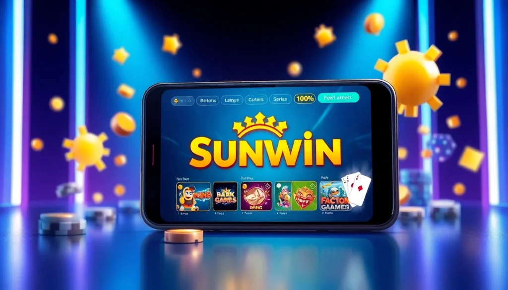 Sunwin gaming interface showcasing vibrant game options and community engagement.