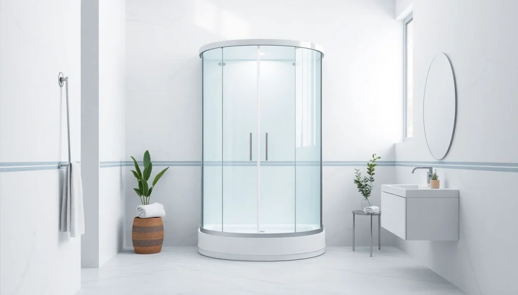 Moderne duschkabine 90x90 in stilvollem Badezimmer mit eleganten Fliesen