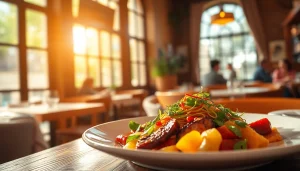 Showcase your culinary passion at https://iamrestaurant.com/ with a beautifully plated dish in a cozy restaurant.