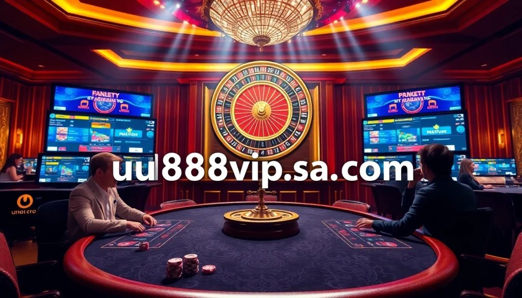 Players enjoying online betting and casino games at uu88vip.sa.com with a vibrant atmosphere.