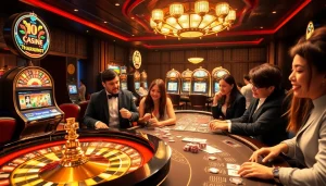 Experience the thrill of khuyến mãi okfun at a vibrant casino with roulette, poker, and slot action.