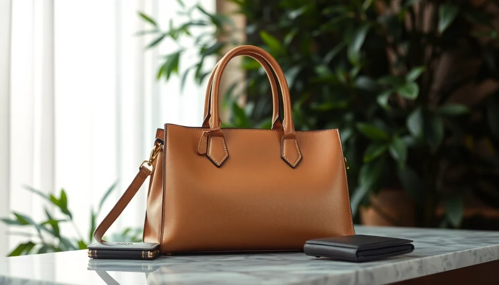 레플리카 고급 핸드백을 세련되게 전시한 이미지입니다.