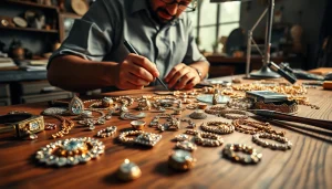 Schmuckankauf durch einen Goldschmied, der Vintage-Schmuck sorgfältig begutachtet.