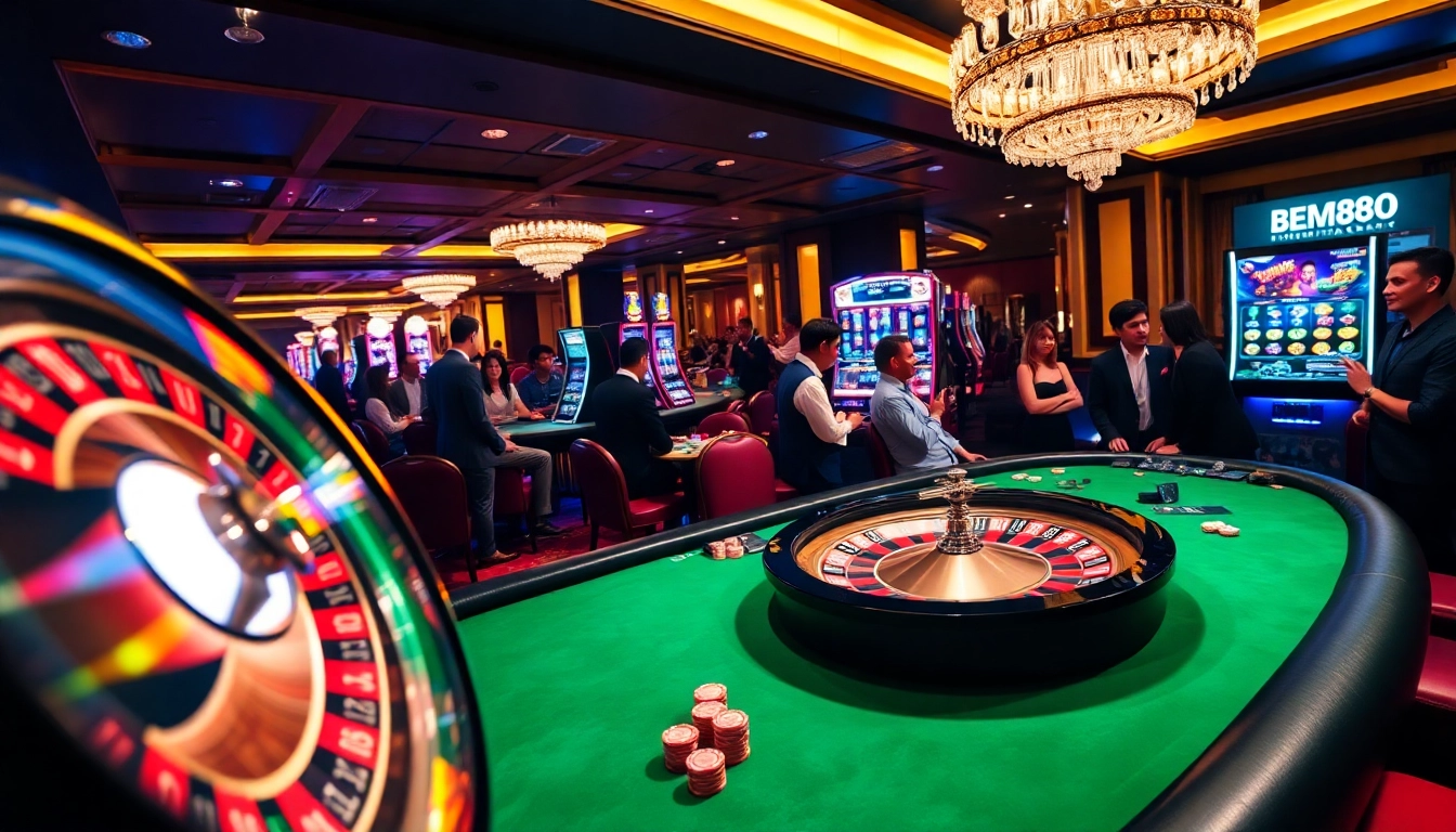 BEM88 enhances the excitement with a lively casino scene featuring poker chips and roulette.