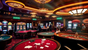 KJC players enjoying a thrilling casino atmosphere with vibrant games and eager bets.