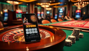 Experience the thrill of 33WIN as players engage at a luxurious casino table.