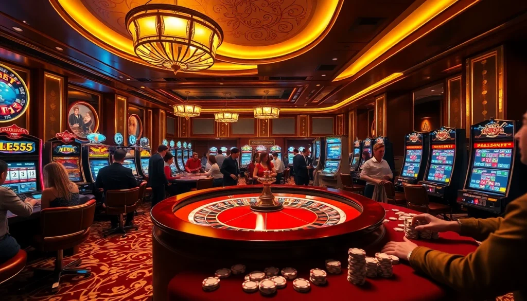 Experience thrilling gameplay at BL555 with luxury casino tables, vibrant machines, and high-stakes excitement.