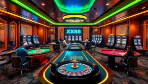 Engaged players enjoying games at XX88's luxurious online casino environment.