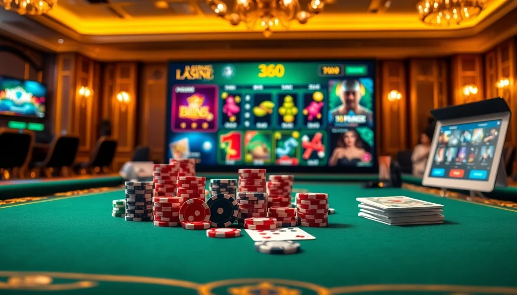 Experience thrilling gaming action at 68 Game Bài with poker chips and vibrant game interfaces.