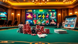 Experience thrilling gaming action at 68 Game Bài with poker chips and vibrant game interfaces.