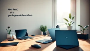 最新の Dell テクノロジーと DELL クーポンを、スタイリッシュなノートパソコンとアクセサリを備えたモダンな自宅オフィス環境で探る。