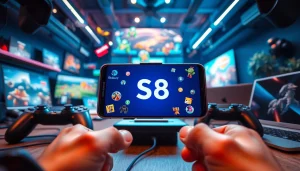 Discover thrilling mobile gaming experiences with the S8 smartphone in a dynamic tech environment.