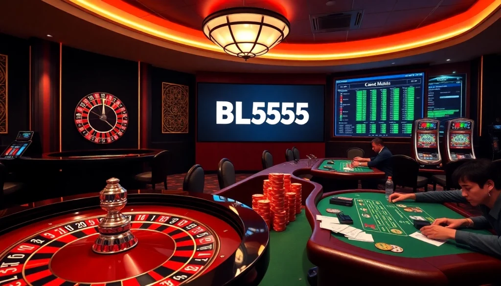 Experience the excitement of gambling at BL555 with an elegant casino setting filled with roulette and poker.