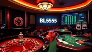 Experience the excitement of gambling at BL555 with an elegant casino setting filled with roulette and poker.
