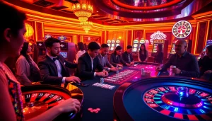 Experience thrilling gameplay at 7upbet with vibrant casino tables and excited players betting.