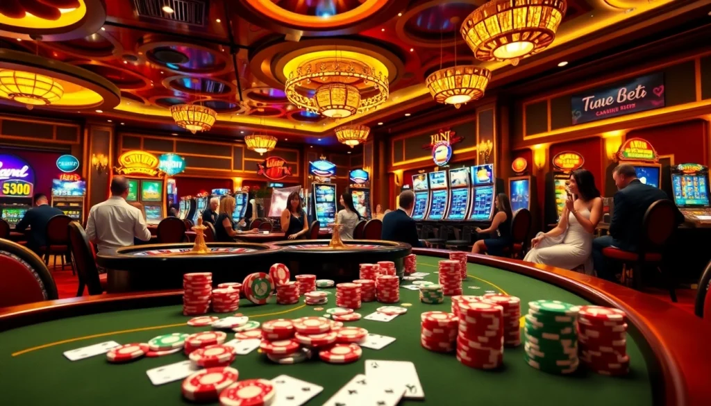Experience the excitement of winning at New88bet.us with a vibrant casino scene featuring poker tables and roulette.