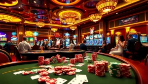 Experience the excitement of winning at New88bet.us with a vibrant casino scene featuring poker tables and roulette.