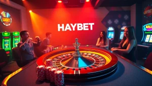 HAYBET players enjoying intense gameplay at our premium casino table with vibrant visuals.