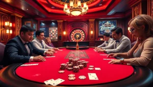 Experience the thrill of casino action with oxplay's vibrant poker atmosphere.