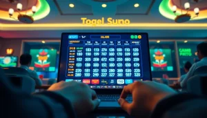 Antarmuka permainan interaktif Togelsumo yang menampilkan angka lotere yang berwarna-warni dan interaksi pengguna.