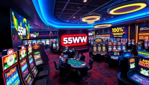 Experience the thrilling atmosphere of online gaming at 55WW with vibrant slots and engaging live dealer tables.