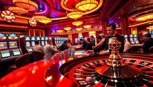 Players engaging in poker at a luxurious Haywin casino table, representing excitement and strategy.