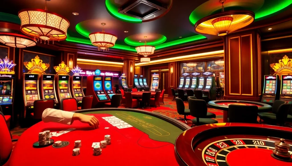 Engaging casino scene highlighting professional gaming tables, featuring bet789 excitement.