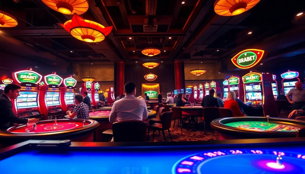 BRABET platform showcasing vibrant casino gaming atmosphere, engaging players with modern betting elements.