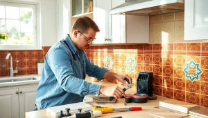 Tile Installer Keizer showcasing expert craftsmanship on a kitchen backsplash installation.